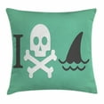 thumbnail image 1 of Sea Animal Decor Throw Pillow Cushion Cover, Love Themed Creepy Dead Skull Head with Cross Bones and Fun Danger Icon, Decorative Square Accent Pillow Case, 18 X 18 Inches, Green White, by Ambesonne, 1 of 2