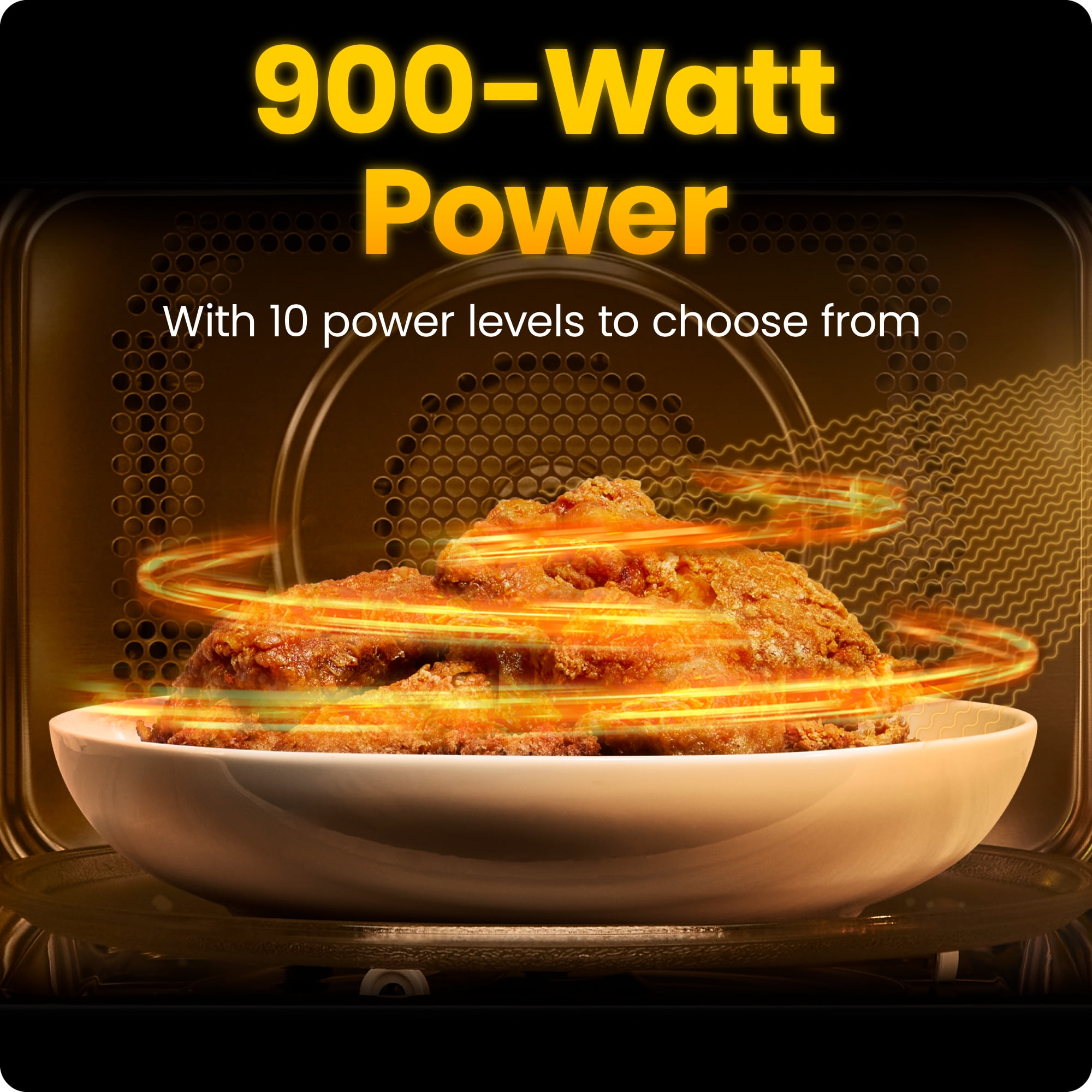 Chefman Countertop Microwave Oven 0.9 Cu. Ft., 900 Watts with 6 Presets and 10 Power Levels - Black