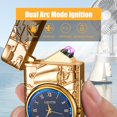 thumbnail image 2 of COMANYI Electric Lighter with Plasma Arc, Windproof USB Rechargeable Lighter with Cool Design, Clock Dial, Flashlight, Power Display for Outdoor Daily Use, Gift for Men Women (Sailboat, Gold), 2 of 6