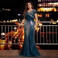 thumbnail image 5 of AURA Plus Size Evening Dress V Neck Cape Sleeve Party Teal Blue 0XL-4XL, 5 of 6
