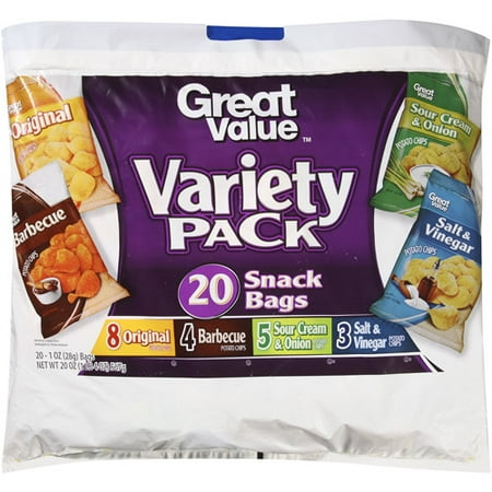 value bags chips pack variety potato snack walmart count oz