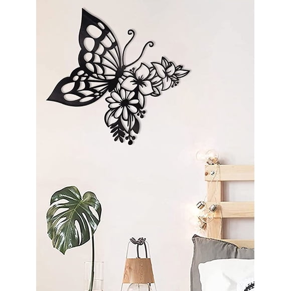 BUTORY Mariposa Metal Wall Art Colgante Wall Decoración para Casa de Campo Moderna Rústica Sala de Estar Baño Interior Exterior Decoración