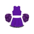 thumbnail image 4 of YIZYIF Cheer Leader Costume for Girls High School Cheerleading Uniforms Tank Top with Skirt Pompoms Outfit Set A Purple 10, 4 of 5