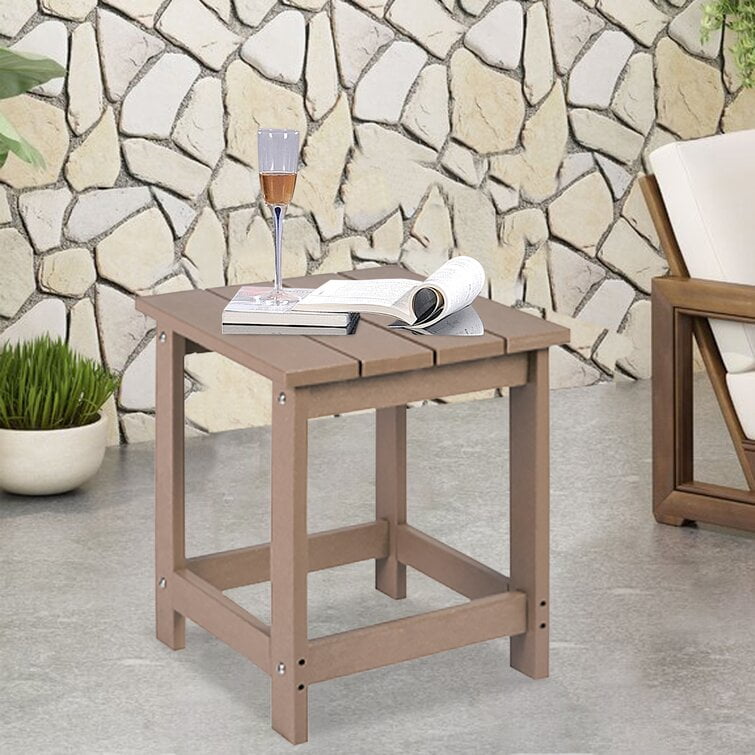 LZRS AllWeather Poly Resin Adirondack Side Table Square Outdoor End