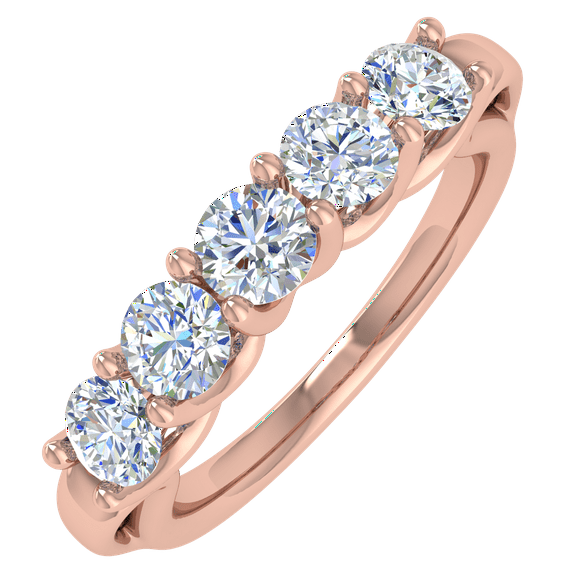 1 Carat (ctw) 5-Stone Diamond Wedding Band Ring in 14K Rose Gold (Ring Size 7)