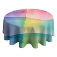 thumbnail image 4 of Colorful Watercolor Stripe Pattern Round Tablecloth 60"x60",Wrinkle Wipeable Table Cloth for Kitchen Dining Room Picnic Patio Party, 4 of 6