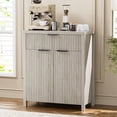 thumbnail image 3 of GIKPAL Buffet Sideboard Cabinet with Drawers Set of 3, Modern Fluted Storage Cabinet with Adjustable Shelves, Accent Entryway Cabinet TV Stand for Dining Room, Kitchen, Living Room, White Oak, 3 of 9