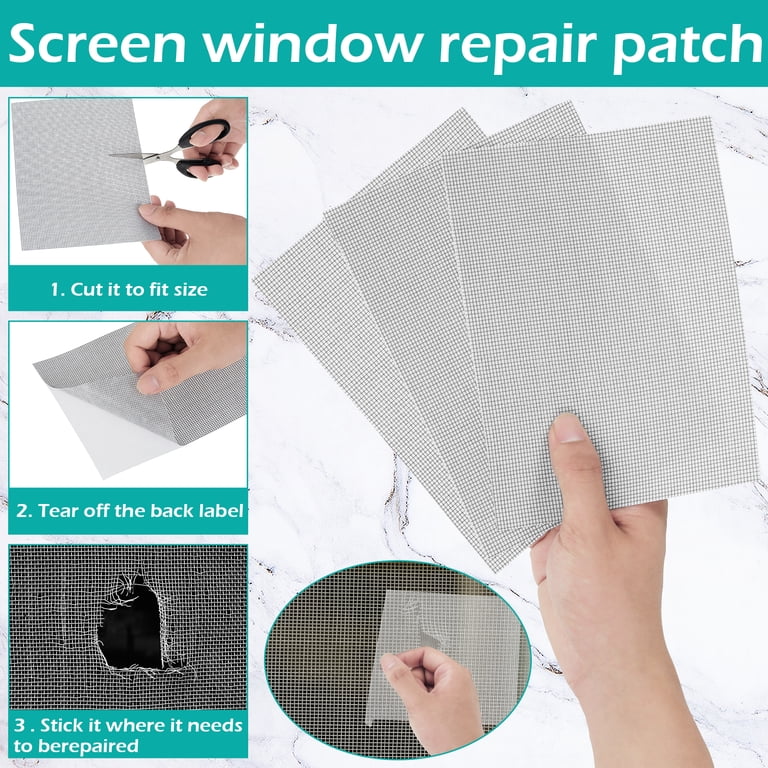 20-Pack Window Screen Repair Patches Kit – Self-Adhesive Fiberglass Mesh, 4 Sizes For Screens, Doors, Tents & Nets