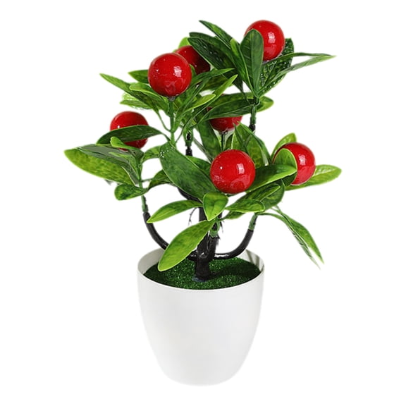 Lilixerw Artificial Potted Plants,Fake Hawthorn Tree Artificial Citrus Fruit Plant with White Pot Faux Plants Indoor,for Home Office Living Room Table Desk