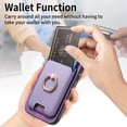 thumbnail image 3 of Allytech iPhone 12 Case, Detachable Magnetic Wallet Case with Card Holder & Ring Stand, Support Car Mount, Premium PU Leather Shockproof Durable Protective Slim Case Cover - Purple, 3 of 11