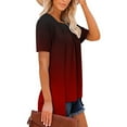 thumbnail image 5 of GaThRRgYP Women's Summer Short Sleeve Tops for Comfortable Style,Women's Fashion Printed Fake Two Piece Short Sleeve Round-Neck Blouses Red M, 5 of 7