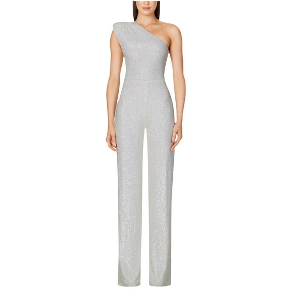 Henpk Jumpsuits For Women Dressy Plus Size Clearance Summer Womens Jumpsuits And Rompers Women Suspender Deep V Backless Sleeveless Temperament Spicy Girl Sequin Jumpsuit White M