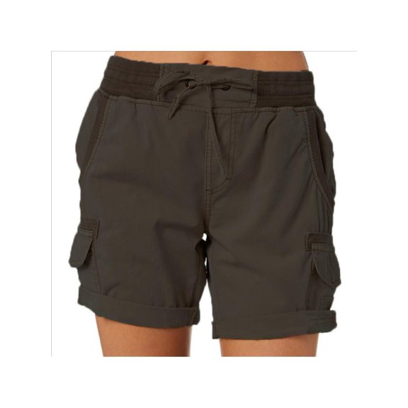 Womens Summer Shorts Relaxed Fit High Waist Casual 4 Pocketed Hiking Cargo Shorts Outdoor Outfits Cotton And Linen Casual High-Waisted Work Pants Dark gray S