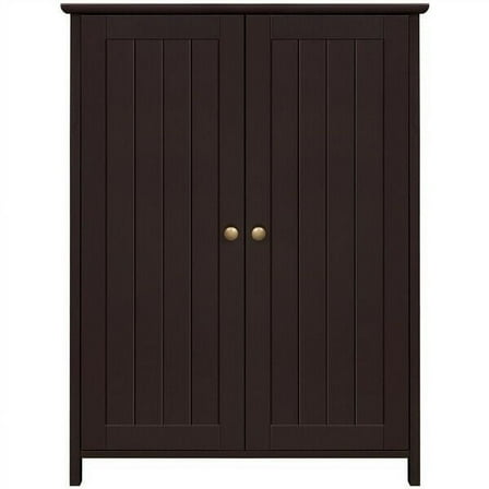 Wooden Bathroom Floor Cabinet Storage Free Standing Cupboard 3 Shelves Espresso