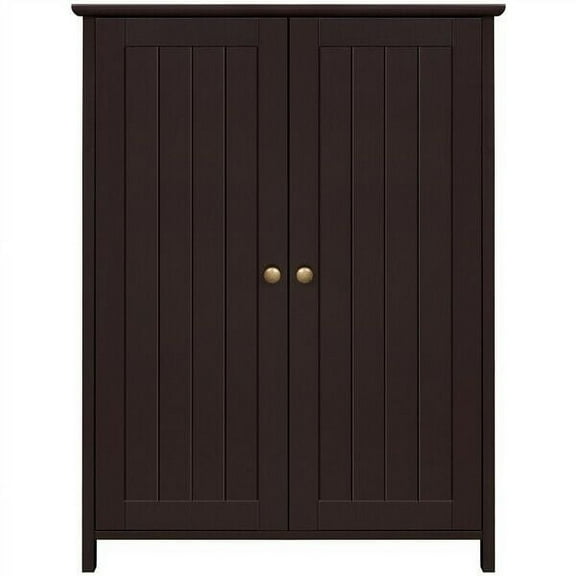 Wooden Bathroom Floor Cabinet Storage Free Standing Cupboard 3 Shelves Espresso