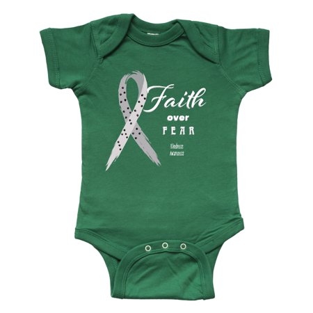 

Inktastic Faith Over Fear Blindness Awareness with Ribbon Gift Baby Boy or Baby Girl Bodysuit