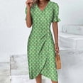 thumbnail image 1 of zanvin Robe Femme, Robe d'Été Imprimée Ourlet Irrégulier Col en V Manches Courtes Boutonnée, Vert, TG, 1 of 5