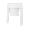 thumbnail image 4 of Female Y2k Sexy Off Shoulder Cropped T-Shirt Long Sleeve Bodycon Crop Tee Tops Aesthetic Streetwear, 4 of 5
