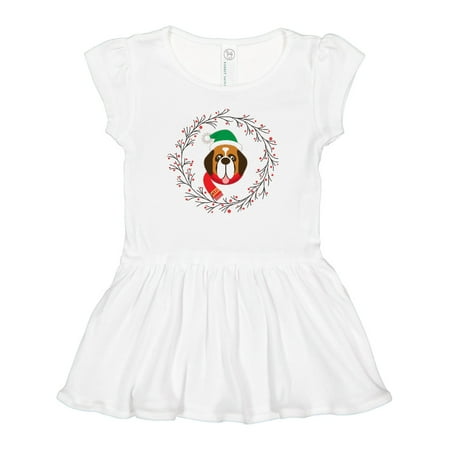 

Inktastic St Bernard Dog Christmas Holiday Wreath Gift Baby Girl Dress