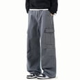 thumbnail image 2 of FRSASU Wide Leg Cargo Pants for Men Stretch Cotton Loose Versatile Athletic Hiking Pants with Pockets Dark Gray, 2 of 7