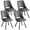 Faux Leather Grey, variant on Dining Chairs Set of 4, Modern Boucle Upholstered Kitchen Chair [Cut-Out Design] for Dining Living Room Restaurant, Brown