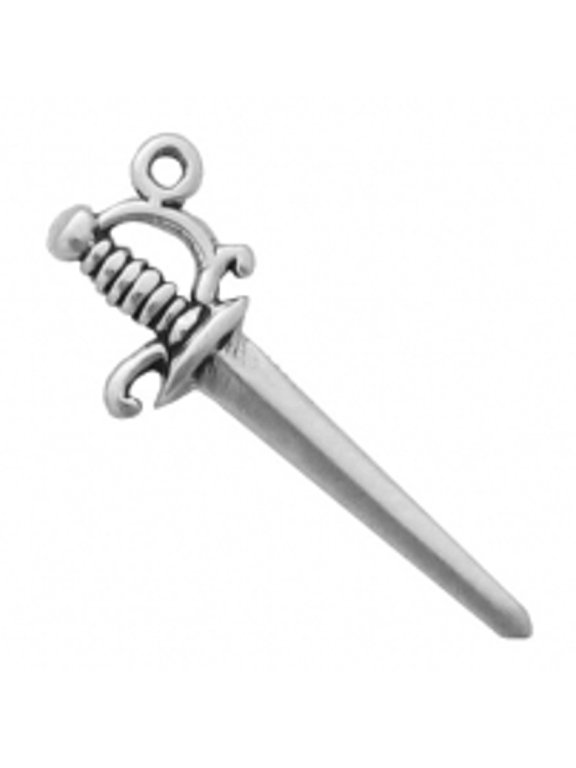Sterling Silver 20" 1.2mm Box Chain 3D Dagger Knife Short Sword Pendant Necklace
