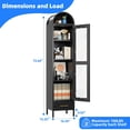 thumbnail image 2 of 73"H Metal Arched Bookcase Cabinet, Arch Display Storage with Glass Doors, Shelves & Drawer for Living Room, Kitchen, Office, Black, 2 of 7