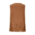 thumbnail image 4 of Women Hollow Tassel Vest Faux-Suede Fringe Jacket Boho Western Sleeveless Open Front Hippie Cardigan Brown, M, 4 of 7