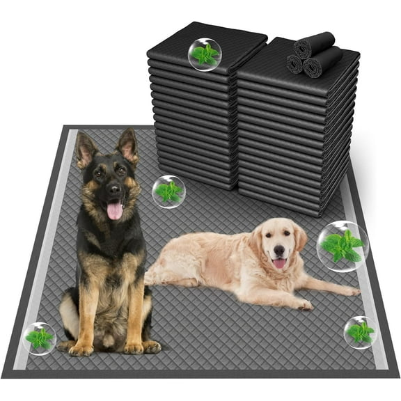 Odor-Control Super Absorbency Charcoal Puppy Pads, XL 28"x34" Leak-Proof Pet Training Pee Pads with Adhesive Sticky Tape, Disposable Potty Pads for Dogs Cats