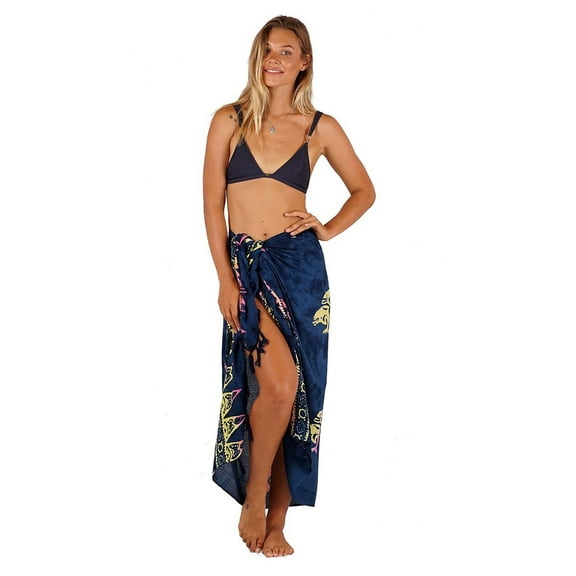 Colorful Beach Wrap Sarong With Fringe, Brown, Size: One Size, Uluwatu Style