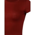 thumbnail image 4 of A2Y Women's Basic Solid Short Sleeve Rayon Fitted Crop Top Tee Tea Berry L, 4 of 5