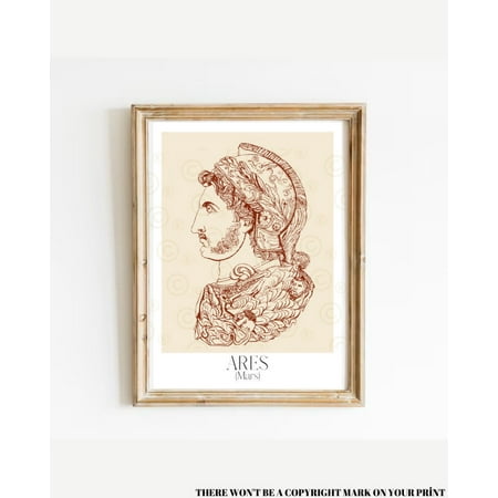 God Of War Poster, Ares Print, Roman God Mars, 12 Olympians, Greek Mythology Print, Dark Academia Room Decor, Greek Gods Poster, Courage God Wall Art, Modern Wall Decor, 8x12 UNFRAMED