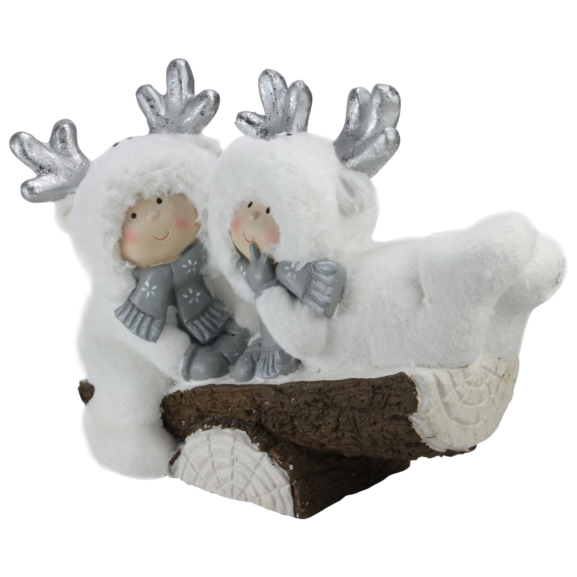 Northlight Winter Christmas Smiling Children on Seesaw Decoration - 18.5” - White