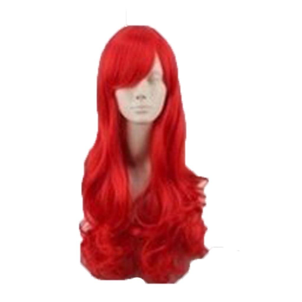 Heiheiup Little Ariel Wig Wavy Wig Synthetic Long Red Curly Wigs Red One Size