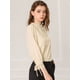 thumbnail image 2 of INSPIRE CHIC Blusa Panel De Encaje Cuello Simulacro Mangas 3/4 Para Mujer Beige XL, 2 of 6