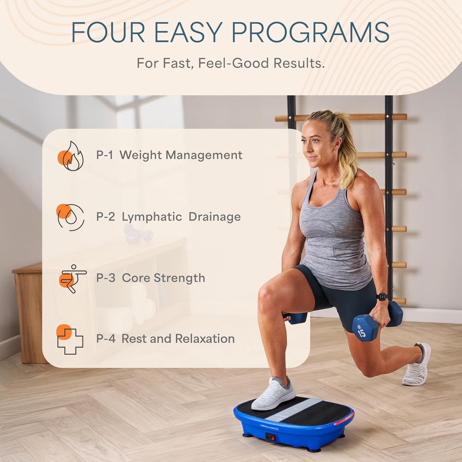 Lifepro Vibration Plate for Lymphatic Drainage - Whole-Body Vibrating Exercise Machine with EMS - Compact Home Gym - Blue