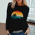 thumbnail image 2 of CEHVOM Fashion Women's Spring Printed Long Sleeves Round Neck Casual Tee Tops Clearance, 2 of 5