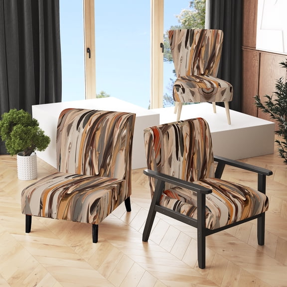 Designart "Terracotta Bliss Texture Abstract VI" Upholstered Abstract Painting Accent Chair and Modern & Contemporary Arm Chair - Multiple Color & Pattern