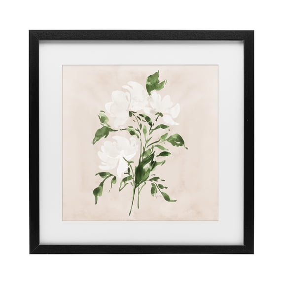 Stupell Industries Eclectic White On Tan Blossom Black Framed Print Under Glass, 13 x 13, by Lucille Price
