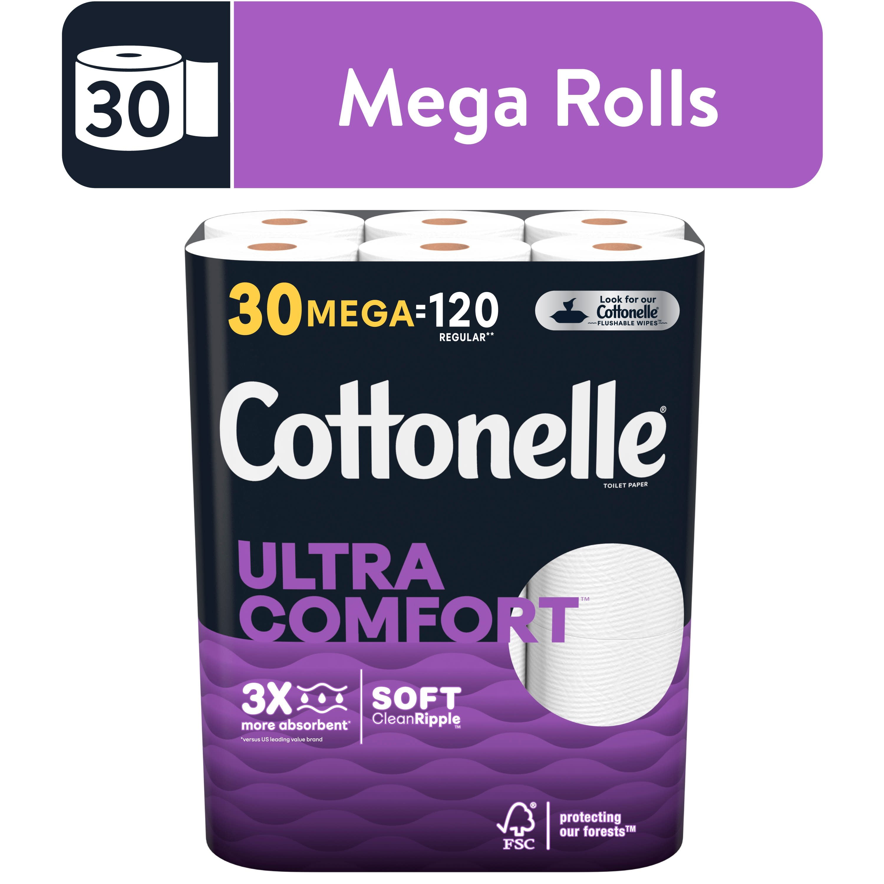 Cottonelle Ultra Comfort Toilet Paper, 30 Mega Rolls - Walmart.com
