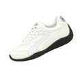 thumbnail image 3 of Domuza Women’s Retro Suede Trim Lace Up Casual Sneakers, Curved Stitch Accent Low Top Lightweight Walking Shoes with Non-Slip Grooved Rubber Outsole Beige 6.5（EU-37）, 3 of 7