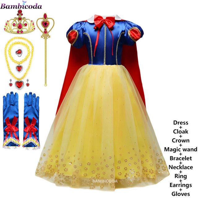 Belle Dress for Girl Princess Kids Floral Ball Gown Child Cosplay Beauty Costume Disney Fancy Party Clothing For Cosplay Party9-10T(150) Gao Jinjia LED