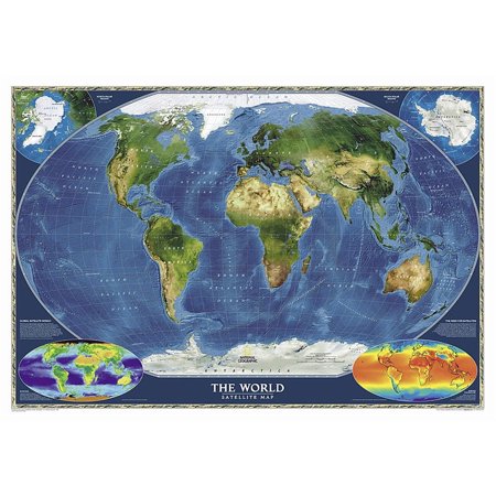 National Geographic Reference Map National Geographic World Satellite Wall Map (43.5 X 30.5 In), (Paperback)
