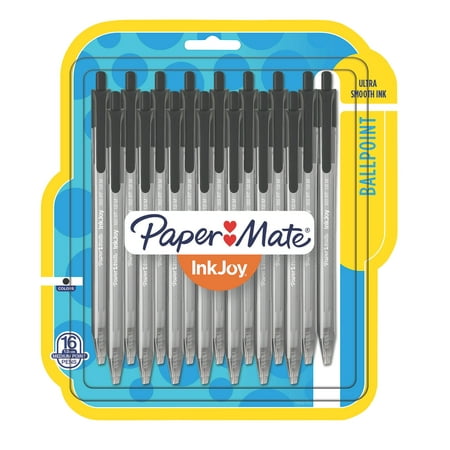Paper Mate® InkJoy® 100RT Retractable Ballpoint Pens, Medium Point, Black, 16