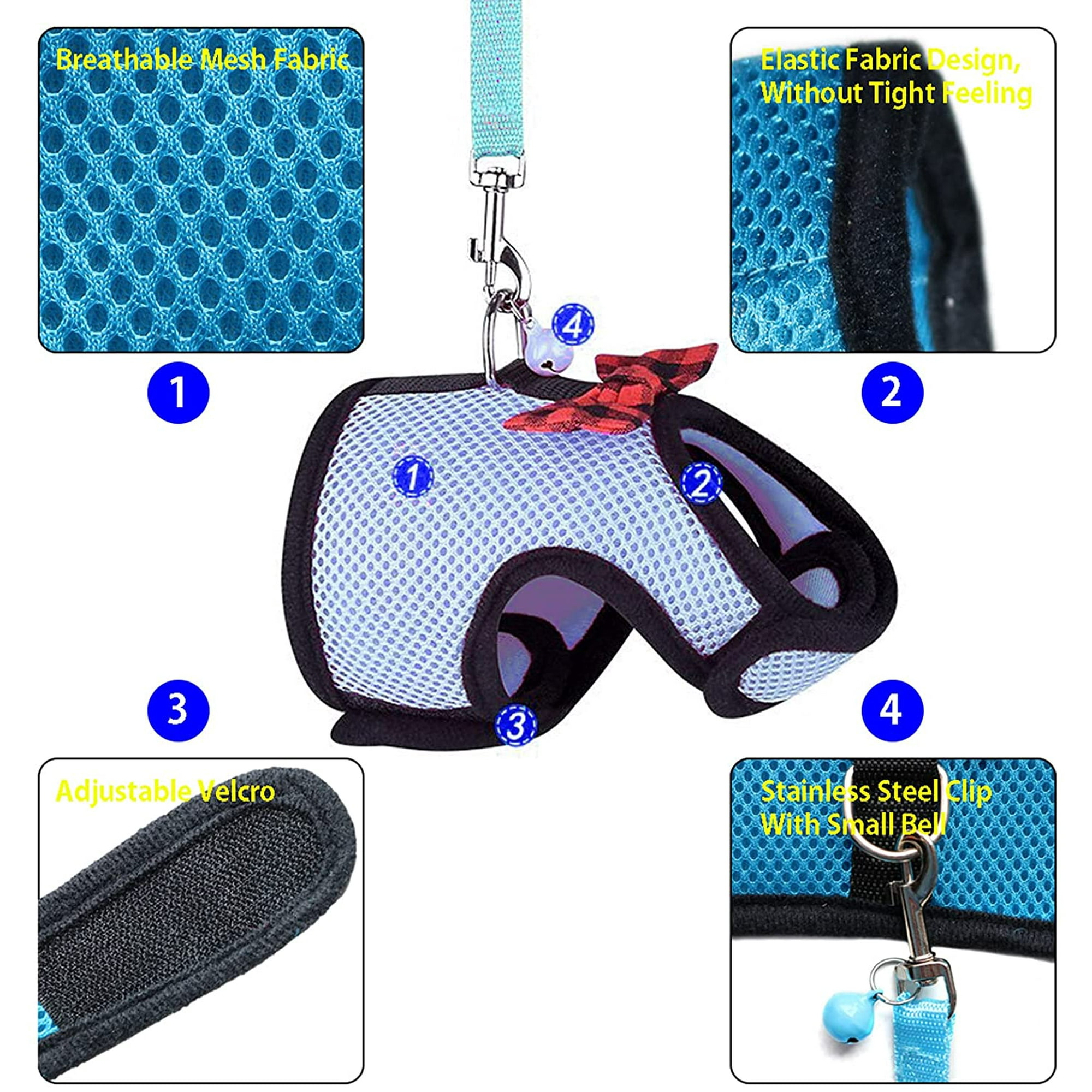 Jiarry Guinea Pig Harness And Leash Soft Mesh Small Pet Harness With Safe Bell No Pull Comfort Padded Vest For Guinea Pigs Ferret Chinchilla And