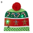 thumbnail image 2 of Snowflake Crutch Pompom Elastic Christmas Hat LED Light Warm Knitted Beanie, 2 of 8