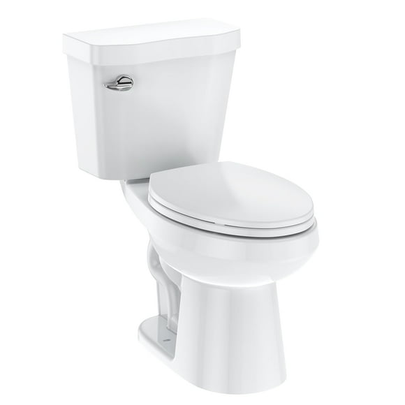 Two Piece Toilet 19" with Press Flush Design,Under Locking Lid,Comfortable Experience and Powerful Flushing,American Standard Toilet Elongated,White