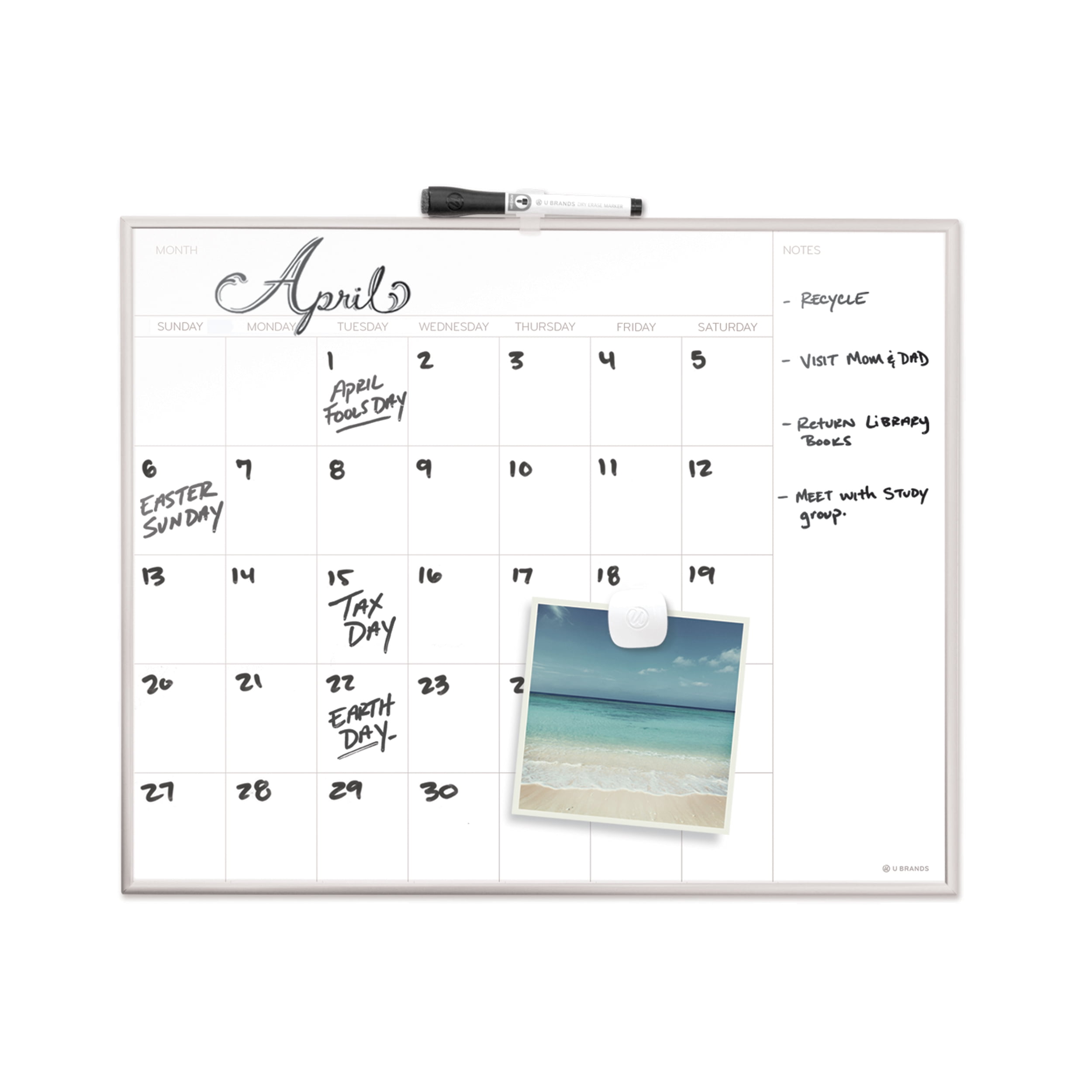 U Brands 16 X 20 Inch Magnetic Dry Erase Monthly Calendar Board - 