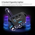 thumbnail image 2 of 2-way Car Cigarette Lighter Socket Splitter Portable Dual USB Car Charger Dual-socket Cigarette Lighter Black, 2 of 5