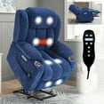 thumbnail image 6 of Resenkos Power Lift Recliner Chair, 8-Point Massage & Heat, Dual USB Ports, Cup Holders, 350lb Capacity, Blue, 6 of 16